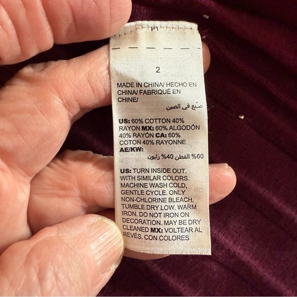 Chico's Beaded Cardigan Burgundy Longline Pleated Women’s Size 12 (L) Chico’s 2 - Picture 11 of 12